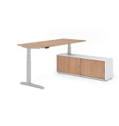 Sitz-Steh-Schreibtischkombination VXBHM, elektrisch h&ouml;henverstellbar 129cm (H), 180x80cm (BxT), nussbaum / silber
