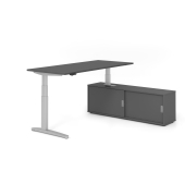 Sitz-Steh-Schreibtischkombination VXBHM, elektrisch h&ouml;henverstellbar 129cm (H), 180x80cm (BxT), graphit / silber