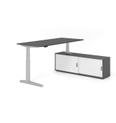 Sitz-Steh-Schreibtischkombination VXBHM, elektrisch h&ouml;henverstellbar 129cm (H), 180x80cm (BxT), graphit / silber