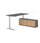 Sitz-Steh-Schreibtischkombination VXBHM, elektrisch h&ouml;henverstellbar 129cm (H), 180x80cm (BxT), graphit / silber