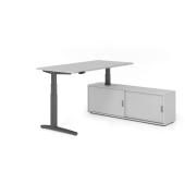 Sitz-Steh-Schreibtischkombination VXBHM, elektrisch h&ouml;henverstellbar 129cm (H), 160x80cm (BxT), grau / graphit