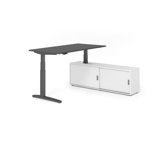4032062330616 - Sitz-Steh-Schreibtischkombination VXBHM elektrisch höhenverstellbar 129cm (H) 160x80cm (BxT) Graphit   graphit 4032062330616 