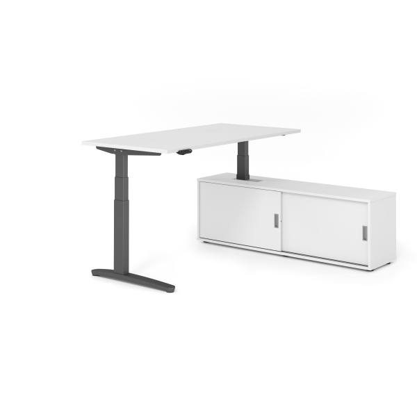 4032062330623 - Sitz-Steh-Schreibtischkombination VXBHM elektrisch höhenverstellbar 129cm (H) 160x80cm (BxT) Weiß   graphit 4032062330623 Ham