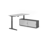 Sitz-Steh-Schreibtischkombination VXBHM, elektrisch h&ouml;henverstellbar 129cm (H), 160x80cm (BxT), grau / graphit