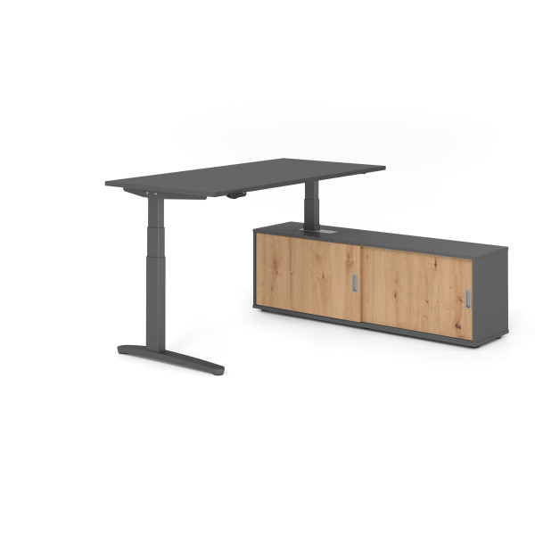 4032062330661 - Sitz-Steh-Schreibtischkombination VXBHM elektrisch höhenverstellbar 129cm (H) 160x80cm (BxT) Graphit   graphit 4032062330661 