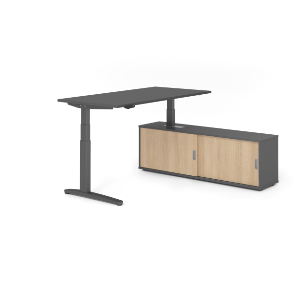 4032062330678 - Sitz-Steh-Schreibtischkombination VXBHM elektrisch höhenverstellbar 129cm (H) 160x80cm (BxT) Graphit   graphit 4032062330678 