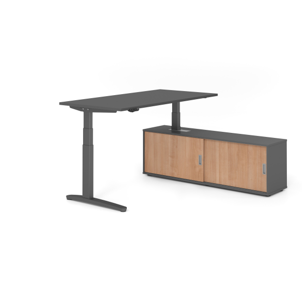 4032062330685 - Sitz-Steh-Schreibtischkombination VXBHM elektrisch höhenverstellbar 129cm (H) 160x80cm (BxT) Graphit   graphit 4032062330685 
