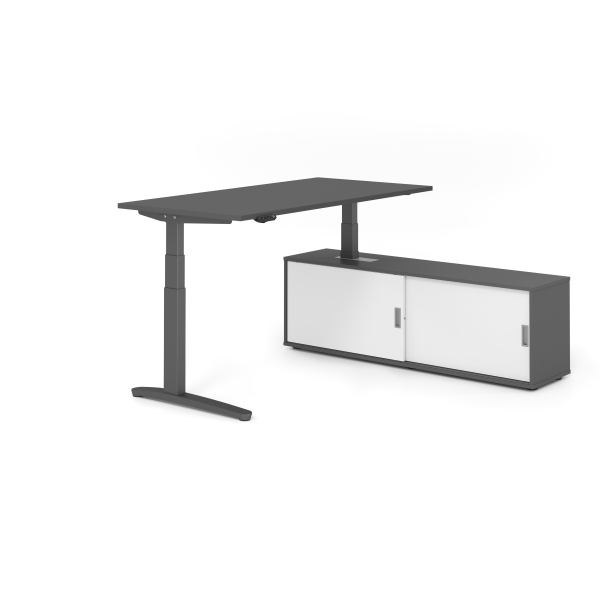 4032062330692 - Sitz-Steh-Schreibtischkombination VXBHM elektrisch höhenverstellbar 129cm (H) 160x80cm (BxT) Graphit   graphit 4032062330692 