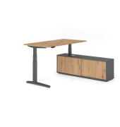 Sitz-Steh-Schreibtischkombination VXBHM, elektrisch h&ouml;henverstellbar 129cm (H), 160x80cm (BxT), asteiche / graphit