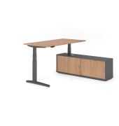 Sitz-Steh-Schreibtischkombination VXBHM, elektrisch h&ouml;henverstellbar 129cm (H), 160x80cm (BxT), nussbaum / graphit
