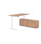 Sitz-Steh-Schreibtischkombination VXBHM, elektrisch h&ouml;henverstellbar 129cm (H), 160x80cm (BxT), nussbaum / wei&szlig;