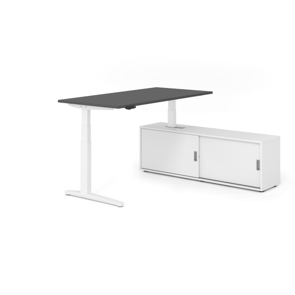 4032062330760 - Sitz-Steh-Schreibtischkombination VXBHM elektrisch höhenverstellbar 129cm (H) 160x80cm (BxT) Graphit   weiß 4032062330760 Ham