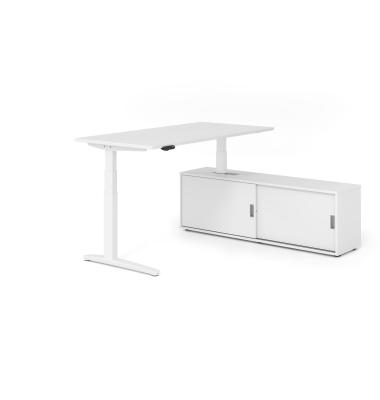 Sitz-Steh-Schreibtischkombination VXBHM, elektrisch h&ouml;henverstellbar 129cm (H), 160x80cm (BxT), wei&szlig; / wei&szlig;