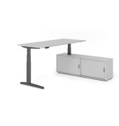 Sitz-Steh-Schreibtischkombination VXBHM, elektrisch h&ouml;henverstellbar 129cm (H), 180x80cm (BxT), grau / graphit