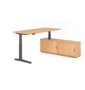 Sitz-Steh-Schreibtischkombination VXBHM, elektrisch h&ouml;henverstellbar 129cm (H), 180x80cm (BxT), buche / graphit