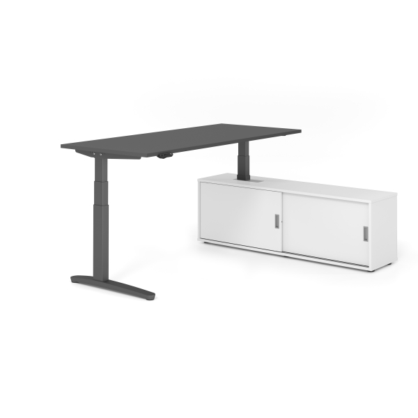 4032062330906 - Sitz-Steh-Schreibtischkombination VXBHM elektrisch höhenverstellbar 129cm (H) 180x80cm (BxT) Graphit   graphit 4032062330906 