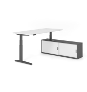 Sitz-Steh-Schreibtischkombination VXBHM, elektrisch h&ouml;henverstellbar 129cm (H), 180x80cm (BxT), wei&szlig; / graphit