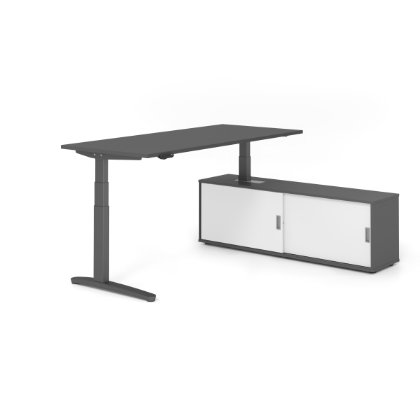 4032062330944 - Sitz-Steh-Schreibtischkombination VXBHM elektrisch höhenverstellbar 129cm (H) 180x80cm (BxT) Graphit   graphit 4032062330944 