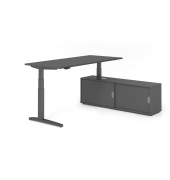Sitz-Steh-Schreibtischkombination VXBHM, elektrisch h&ouml;henverstellbar 129cm (H), 180x80cm (BxT), graphit / graphit