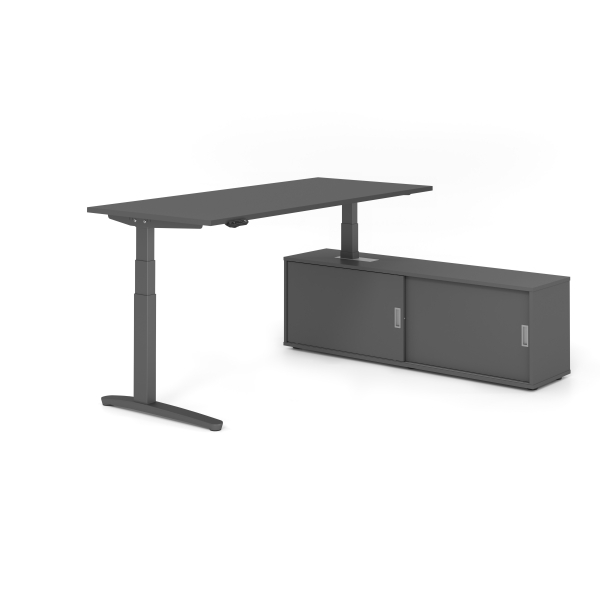 4032062330968 - Sitz-Steh-Schreibtischkombination VXBHM elektrisch höhenverstellbar 129cm (H) 180x80cm (BxT) Graphit   graphit 4032062330968 