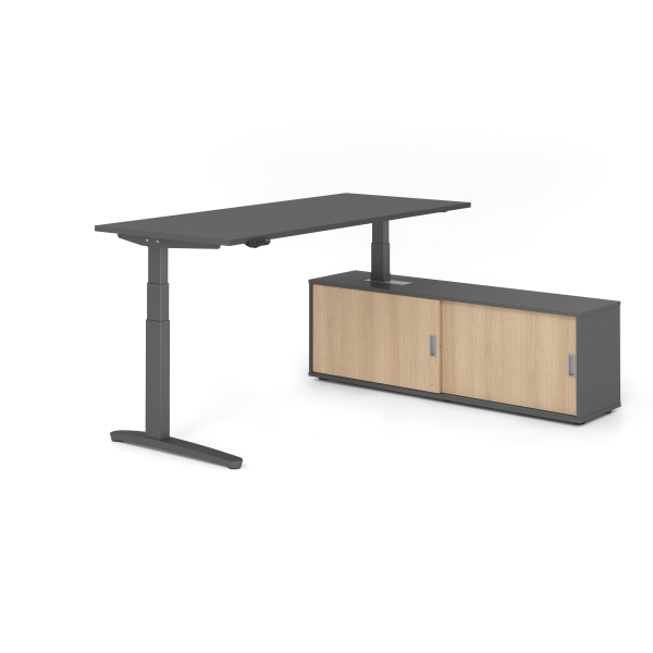 4032062330975 - Sitz-Steh-Schreibtischkombination VXBHM elektrisch höhenverstellbar 129cm (H) 180x80cm (BxT) Graphit   graphit 4032062330975 