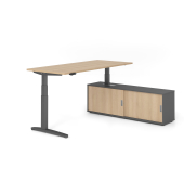 Sitz-Steh-Schreibtischkombination VXBHM, elektrisch h&ouml;henverstellbar 129cm (H), 180x80cm (BxT), eiche / graphit