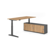 Sitz-Steh-Schreibtischkombination VXBHM, elektrisch h&ouml;henverstellbar 129cm (H), 180x80cm (BxT), asteiche / graphit