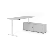 Sitz-Steh-Schreibtischkombination VXBHM, elektrisch h&ouml;henverstellbar 129cm (H), 180x80cm (BxT), grau / wei&szlig;