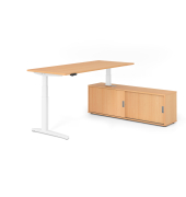 Sitz-Steh-Schreibtischkombination VXBHM, elektrisch h&ouml;henverstellbar 129cm (H), 180x80cm (BxT), buche / wei&szlig;