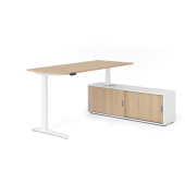 Sitz-Steh-Schreibtischkombination VXBHM, elektrisch h&ouml;henverstellbar 129cm (H), 180x80cm (BxT), eiche / wei&szlig;