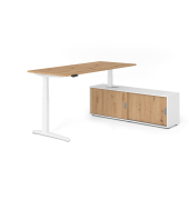Sitz-Steh-Schreibtischkombination VXBHM, elektrisch h&ouml;henverstellbar 129cm (H), 180x80cm (BxT), asteiche / wei&szlig;