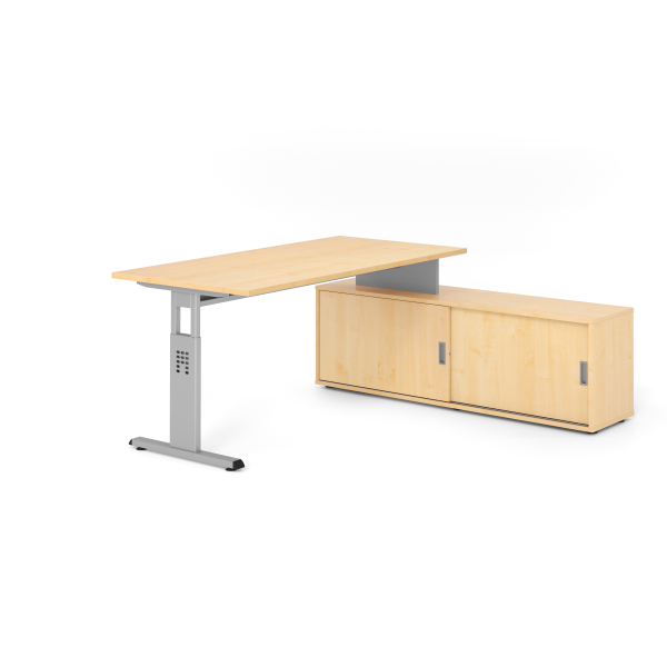 4032062331248 - Schreibtischkombination VOS manuell höhenverstellbar 78cm (H) 160x80cm (BxT) ahorn   silber 4032062331248 Hammerbacher