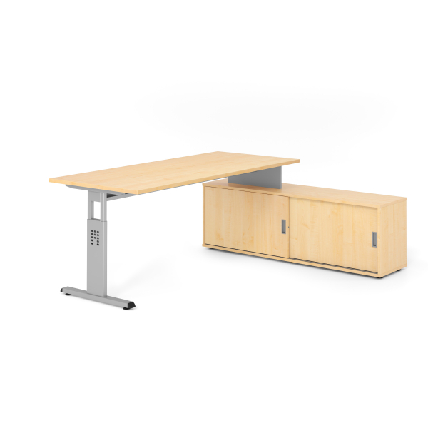 4032062331255 - Schreibtischkombination VOS manuell höhenverstellbar 78cm (H) 180x80cm (BxT) ahorn   silber 4032062331255 Hammerbacher