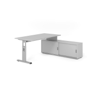 Schreibtischkombination VOS, manuell h&ouml;henverstellbar 78cm (H), 160x80cm (BxT), grau / silber