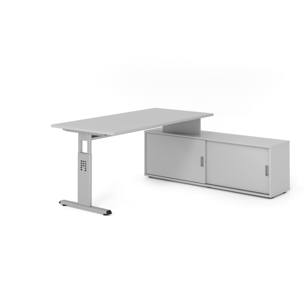 4032062331286 - Schreibtischkombination VOS manuell höhenverstellbar 78cm (H) 160x80cm (BxT) Grau   silber 4032062331286 Hammerbacher