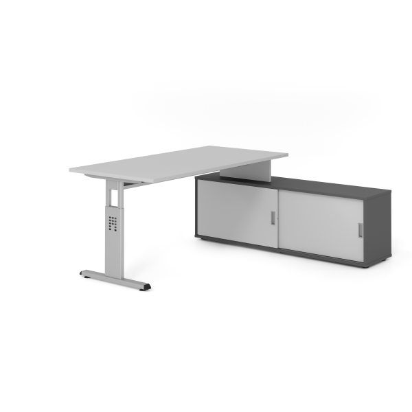 4032062331293 - Schreibtischkombination VOS manuell höhenverstellbar 78cm (H) 160x80cm (BxT) Grau   silber 4032062331293 Hammerbacher