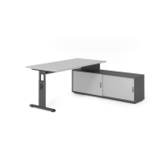 Schreibtischkombination VOS, manuell h&ouml;henverstellbar 78cm (H), 160x80cm (BxT), grau / graphit