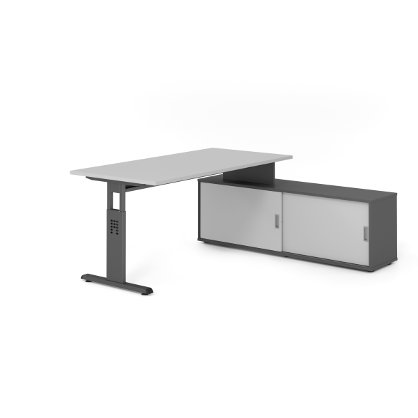 4032062331316 - Schreibtischkombination VOS manuell höhenverstellbar 78cm (H) 160x80cm (BxT) Grau   graphit 4032062331316 Hammerbacher