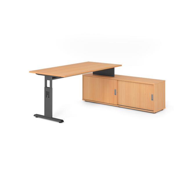 4032062331347 - Schreibtischkombination VOS manuell höhenverstellbar 78cm (H) 160x80cm (BxT) buche   graphit 4032062331347 Hammerbacher