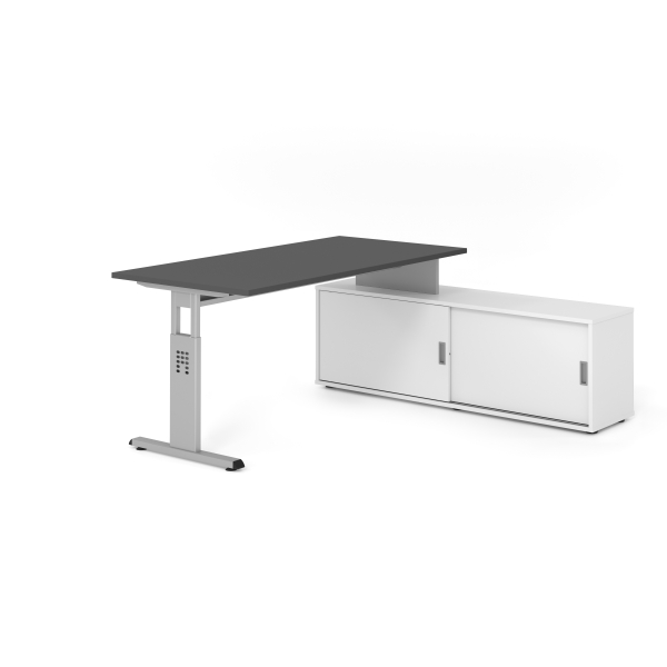4032062331439 - Schreibtischkombination VOS manuell höhenverstellbar 78cm (H) 160x80cm (BxT) Graphit   silber 4032062331439 Hammerbacher