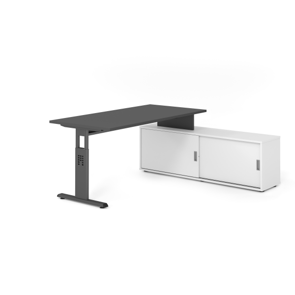 4032062331453 - Schreibtischkombination VOS manuell höhenverstellbar 78cm (H) 160x80cm (BxT) Graphit   graphit 4032062331453 Hammerbacher