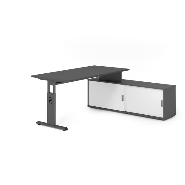 4032062331460 - Schreibtischkombination VOS manuell höhenverstellbar 78cm (H) 160x80cm (BxT) Graphit   graphit 4032062331460 Hammerbacher