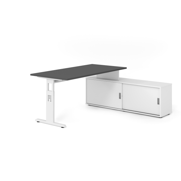 4032062331477 - Schreibtischkombination VOS manuell höhenverstellbar 78cm (H) 160x80cm (BxT) Graphit   weiß 4032062331477 Hammerbacher