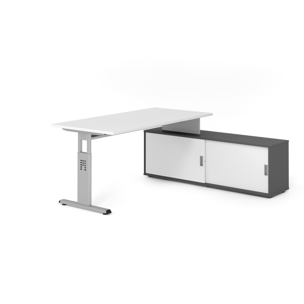 4032062331507 - Schreibtischkombination VOS manuell höhenverstellbar 78cm (H) 160x80cm (BxT) Weiß   silber 4032062331507 Hammerbacher