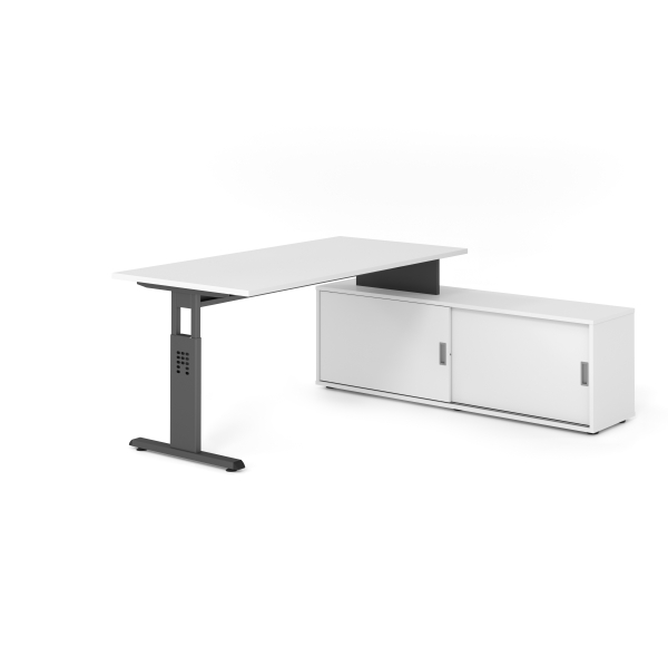 4032062331514 - Schreibtischkombination VOS manuell höhenverstellbar 78cm (H) 160x80cm (BxT) Weiß   graphit 4032062331514 Hammerbacher