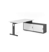 Schreibtischkombination VOS, manuell h&ouml;henverstellbar 78cm (H), 160x80cm (BxT), wei&szlig; / graphit