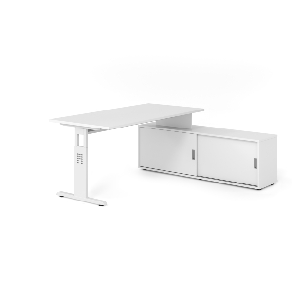 4032062331538 - Schreibtischkombination VOS manuell höhenverstellbar 78cm (H) 160x80cm (BxT) Weiß   weiß 4032062331538 Hammerbacher