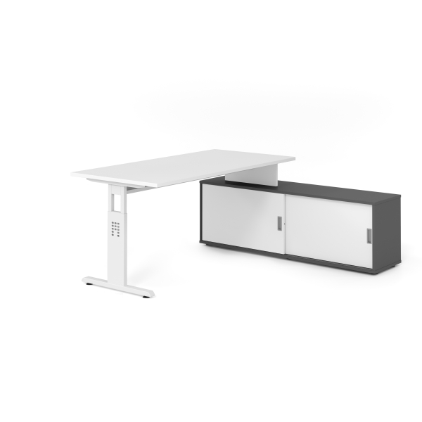 4032062331545 - Schreibtischkombination VOS manuell höhenverstellbar 78cm (H) 160x80cm (BxT) Weiß   weiß 4032062331545 Hammerbacher