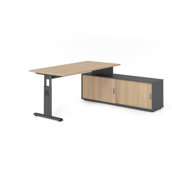 4032062331576 - Schreibtischkombination VOS manuell höhenverstellbar 78cm (H) 160x80cm (BxT) Eiche   graphit 4032062331576 Hammerbacher