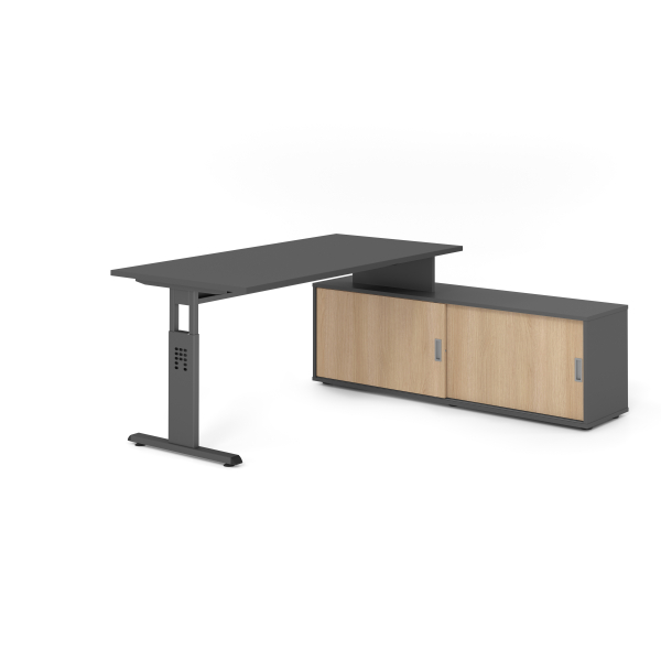 4032062331644 - Schreibtischkombination VOS manuell höhenverstellbar 78cm (H) 160x80cm (BxT) Graphit   graphit 4032062331644 Hammerbacher